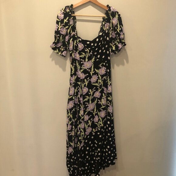 Urban Outfitters Margarete Mixed Print Assymetrical Maxi Dress - Picture 4 of 6